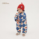 papa爬爬冬連體衣嬰兒衣服寶寶夾棉拜年服男女童新年爬服寶寶衣服 中藍(lán)色 80cm