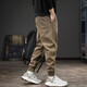潮天士美式復古運動(dòng)休閑褲男寬松秋冬加絨加厚大碼潮牌哈倫褲男士束腳褲 卡其色 M【100-130斤】