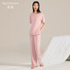覓絲（Agentmuse）裸感睡衣女莫代爾超柔寬松短袖長(cháng)褲透氣家居服套裝798T迷霧玫瑰X(qián)L