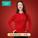 全棉時(shí)代女士針織衫風(fēng)柔棉圓領(lǐng)長(cháng)袖棉線(xiàn)本命年紅色 幸福紅-合體優(yōu)雅 L 165