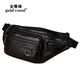金珊瑚休閑牛皮皮腰包收銀頭層牛皮大腰包男士胸包運動(dòng)包男包手機多功能 黑色