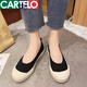 卡帝樂(lè)鱷魚（CARTELO）漁夫鞋女2025年新品休閑女鞋厚底飛織鞋舒適工作鞋平底單鞋少女鞋 黑色 38