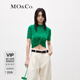 MO&Co.冬季立裁小高領(lǐng)時(shí)裝光澤雪尼爾緊身針織衣極簡(jiǎn)風(fēng)毛衣moco 鮮綠色 L 170