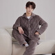 韓彩睡衣男夾棉冬季加絨加厚三層保暖省服男士居家服套裝 卡其XL