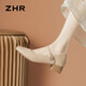 ZHR單鞋女優(yōu)雅氣質(zhì)一字帶瑪麗珍鞋女粗跟時(shí)尚女鞋 AH506 杏色 37 