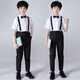 云凝裳兒童禮服男鋼琴演出服2025春夏男童襯衫套裝新款合唱表演花童禮服 白光板短袖+黑長(zhǎng)褲+背帶+黑領(lǐng)結(jié) 150