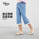 迪士尼（DISNEY）童裝兒童女童七分牛仔褲微喇叭花邊休閑褲子24夏DB421OE05藍(lán)120