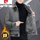 皮爾卡丹（pierre cardin）冬季鹿皮絨外套男短款皮毛一體加絨加厚羊羔毛翻領(lǐng)皮衣夾克機(jī)車服 深灰色 XL 130到145斤
