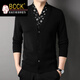 BCCK國際輕奢侈春秋季V領(lǐng)針織開(kāi)衫假兩件套男韓版毛衣T恤潮流痞帥拼接 黑色 180/XL