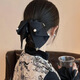 唐芙妮復(fù)古緞面蝴蝶結(jié)抓夾女高級(jí)感氣質(zhì)優(yōu)雅低馬尾夾后腦勺夾子頭飾發(fā)夾 1#黑色-緞面蝴蝶抓夾（珍珠款