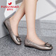 富貴鳥(niǎo)女鞋春季透氣豆豆鞋女士平底船鞋防滑孕婦鞋軟底一腳蹬套腳單鞋 槍色 37