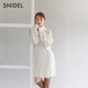 SNIDEL秋冬高領(lǐng)薄紗拼接露肩系帶針織連衣裙SWNO245007 象牙白 均碼 （F）
