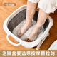 HAGCZATNG折疊泡腳盆保溫帶蓋養生家用洗腳盆便攜式泡腳桶手提塑料足浴大號 無(wú)蓋可折疊（灰色）