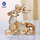 都爵族（dojoz）水晶一鹿平安汽車擺件車載擺件創(chuàng)意高檔工藝品車內(nèi)飾品擺件保平安 香檳金
