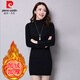皮爾卡丹加絨/不加絨秋冬中長(cháng)款毛衣韓版寬松半高領(lǐng)針織衫修身打底衫女裝 【加絨加厚】黑色 L【建議110斤-120斤】