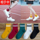 相于中【5-10雙裝】襪子女士中筒襪原宿風(fēng)學(xué)生潮流秋冬季女襪子 WZ_18-裝（條紋款） 10雙 均碼