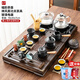 唐云匠心茶具套裝家用一體茶盤(pán)茶臺全自動(dòng)玻璃燒水壺茶杯整套送禮功夫茶具 款17福韻+禪黑側把 玻璃底部上水