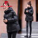 皮爾卡丹黑金抗寒羽絨服冬季2025新款寬松收腰連帽白鴨絨小個(gè)子外套女顯瘦 黑色 M 適合110-125斤