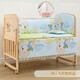 笑貝樂(lè )嬰兒床拼接大床實(shí)木無(wú)漆多功能新生兒童可移動(dòng)搖籃寶寶bb床無(wú)漆床 實(shí)木床+蚊帳+飛天小熊五件套 雙層小床可加長(cháng)（102/60）0-5歲