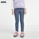 安奈兒女童裝針織牛仔單褲2025春新款修身窄腳顯瘦顯高休閑褲百搭 中藍牛仔 160cm