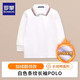 羅蒙開(kāi)學(xué)短袖男女童polo衫休閑翻領(lǐng)T恤中小學(xué)生校園服飾中大童演出表 加絨長(cháng)袖條紋白色 170