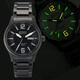 EPOCH艾?？薊POCH夜光男手表自發(fā)光雙歷黑鋼 防水戰術(shù)運動(dòng)商務(wù)表 綠黃燈黑色黑盤(pán) 鋼帶款