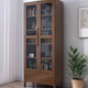 實(shí)木書(shū)柜三門(mén)書(shū)柜帶玻璃門(mén)落地家用防塵書(shū)架置物架客廳組合展示柜 胡桃色兩門(mén)書(shū)柜80長(cháng)/40寬/195高