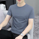 LRLA高檔莫代爾純色短袖t恤男士修身夏季新款冰絲速干冰感圓領(lǐng)上衣潮 圓領(lǐng)-中藍 95%精梳棉 2XL 【150~165斤合身】