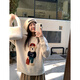 妮縷 小熊毛衣女寬松2024秋冬新款韓版可愛(ài)圓領(lǐng)針織衫慵懶風(fēng)打底上衣 米白色 均碼【建議80-135斤】