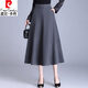 皮爾卡丹（pierre cardin）中長(zhǎng)款a字裙半身裙女2024春夏季新款高腰顯瘦遮胯大擺八片裙垂感 灰色 2XL 腰圍2尺3/適合121-130斤