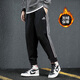 阿迪達斯 （adidas）男褲2025秋冬季款運動(dòng)褲跑步加絨褲子保暖棉質(zhì)休閑防風(fēng)束腳長(cháng)褲 IB4030/黑色/加絨-阿迪三條紋 2XL