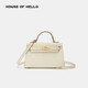 HOUSE OF HELLO品牌包包單肩包百搭女包二代mini凱莉包牛皮輕奢女包斜挎惡搞包包 20寸奶昔白金扣升級蠟線(xiàn)