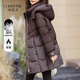 可蓓兒羽絨服女裝中長(cháng)款冬季新款保暖白鴨絨連帽面包服外套咖啡色 XL