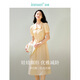 茵曼（INMAN）多巴胺減齡連衣裙女2024夏季新款POLO領(lǐng)A字中長(cháng)裙子 淡黃色 S