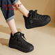 奧古獅登（Agsdon）板鞋女春秋高幫加絨加厚鞋子女保暖運動(dòng)棉鞋 134282 黑色 38