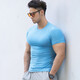 GEKM健身運動(dòng)彈力圓領(lǐng)男修身顯肌肉運動(dòng)戶(hù)外時(shí)尚健美短袖 天藍色 M【建議100-120斤】