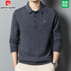 皮爾卡丹100%純羊絨衫男士秋冬厚款翻領(lǐng)毛衣中年保暖羊絨打底針織衫 翻領(lǐng)-深灰 180/96A【155-175斤】