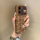 雅思戀 適用蘋果16promax新款手機(jī)殼秋冬女iphone16pro小羊皮質(zhì)15全包鏡頭14高級(jí)感小眾13軟12防摔殼 【翻毛皮】格紋小碎花 iPhone 12 Pro