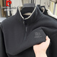 皮爾卡丹純棉長(cháng)袖t恤男半拉鏈立領(lǐng)加絨加厚衛衣秋冬季打底衫保暖上衣外套 灰色 2XL 180