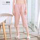 美標純棉睡褲女士春夏可外穿打底褲新款舒適居家全棉純色七分家居褲秋 蝦紅 貢緞純棉 L (165/72A)