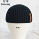 厲蒙（limeng）薄款針織瓜皮帽男純棉全棉線(xiàn)地主帽子光頭百搭流氓潮牌春秋冬短款 黑色 棉滌 均碼