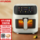 HYUNDAI韓國空氣炸鍋家用液晶大觸屏款智能全自動無油低脂電炸鍋可預約定時保溫薯條機 6升大容量 6升彩屏可視可預約微蒸款奶白
