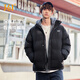 361°潮牌棉服男女同款連帽假兩件厚款保暖外套加厚寬松面包服羽絨棉衣 超級黑/淺石灰藍(lán) XL