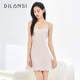 狄蘭絲（dilansi）真絲吊帶睡裙春夏100%桑蠶絲睡衣女絲綢純欲風(fēng)短裙輕奢裸感睡衣裙 肉桂粉（19姆米重磅真絲） L (建議105-120斤)