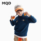 馬騎頓（MQD）MQD馬騎頓童裝兒童華夫格翻領(lǐng)T恤秋裝男童條紋長(cháng)袖polo衫 藏青 120