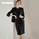 ROEYSHOUSE 羅衣知性純色修身套裝女春裝新款西裝外套連衣裙兩件套11783 黑色 S