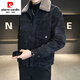 皮爾卡丹（pierre cardin）2023新款男外套秋冬款羊羔毛領(lǐng)加絨加厚水洗牛仔夾克 黑色 XL
