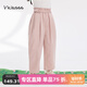 Viciusss丸社童裝女童純棉寬松休閑九分褲2025春季新品兒童運(yùn)動(dòng)褲洋氣百搭 藕粉 120