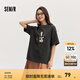 Semir[商場(chǎng)同款]史努比系列短袖T恤女中長(zhǎng)款印花2024新款純棉秋裝 深灰20941 160/84A/M