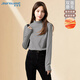 真維斯（JEANSWEST）德絨t恤女2025秋季半高領(lǐng)保暖打底衫女修身顯瘦內搭上衣灰色XL